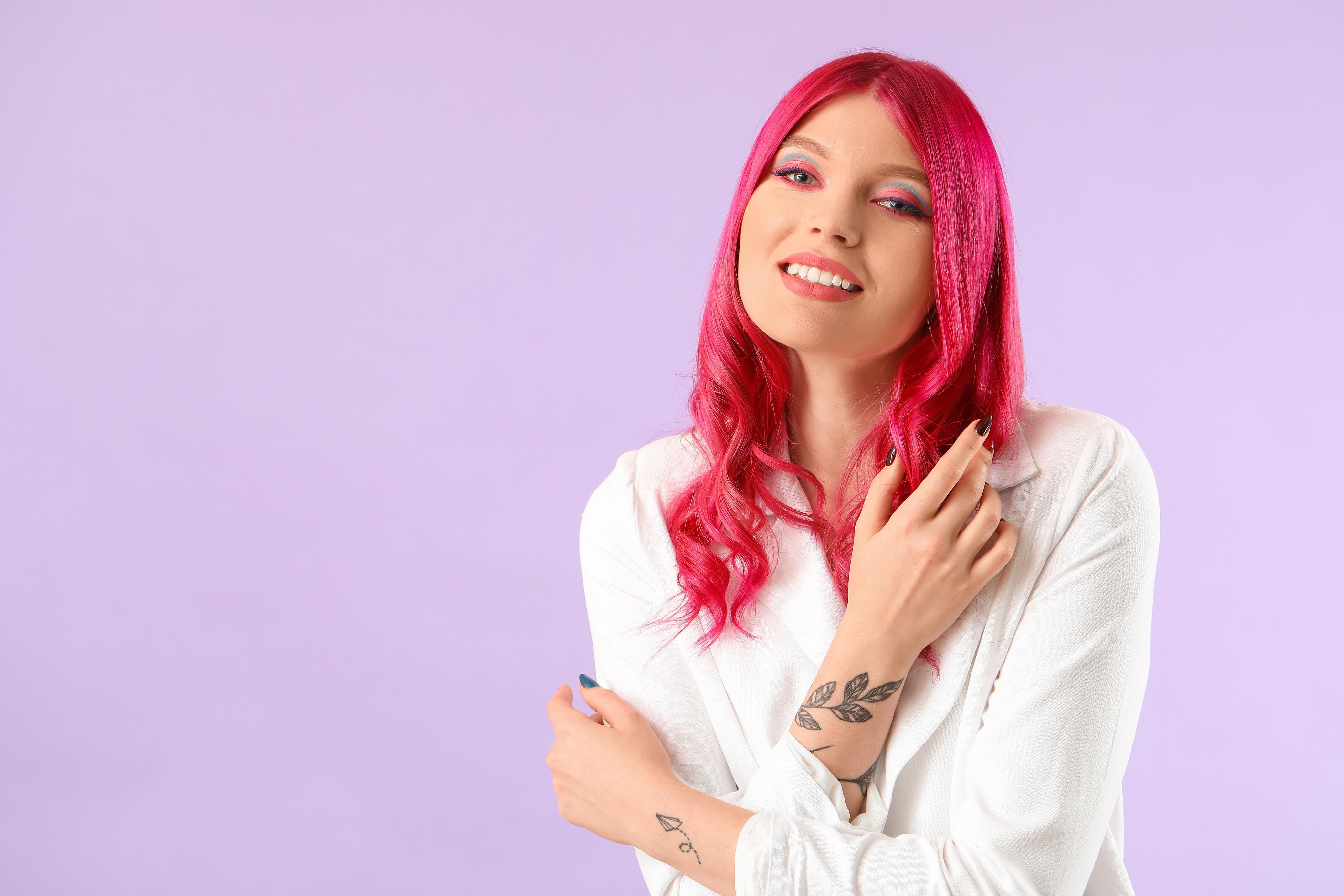 Bright pink fashion hair colour